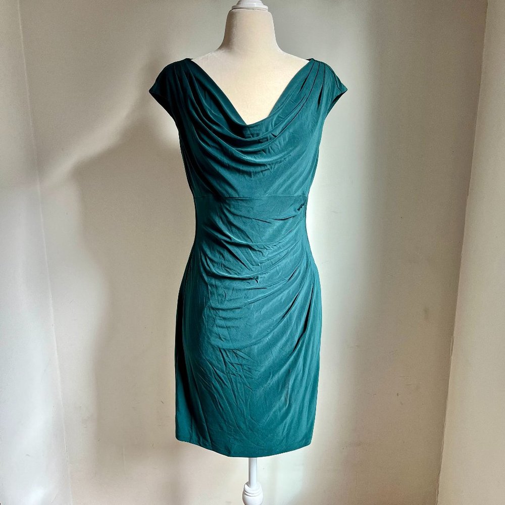 Lauren Ralph Lauren woodland green cowl jersey dress, 10P